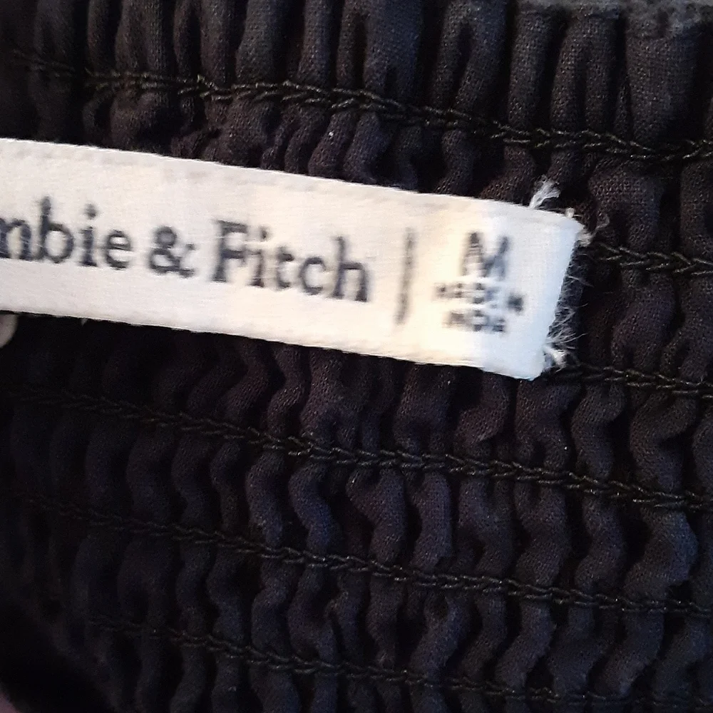 Abercrombie & Fitch Black Corset Style Linen Blend Crop Top Tank - Picture 5 of 9